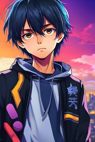 Cool Anime Character at Sunset 🌅✨