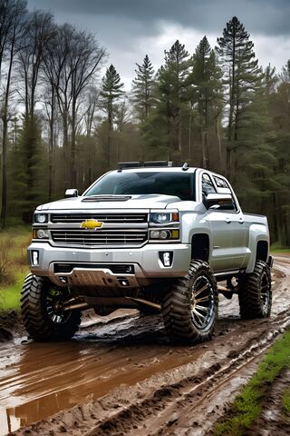 A Truck Driving On A Dirt Road