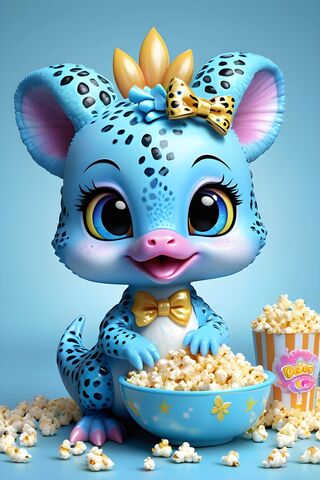 A Blue and White Cartoon Character