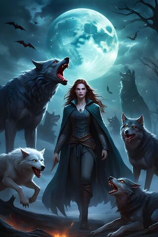 A Person Standing In Front Of A Group Of Wolves