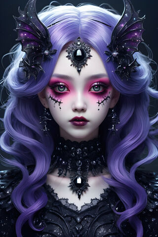 A Woman With Purple Hair and A Purple Wig