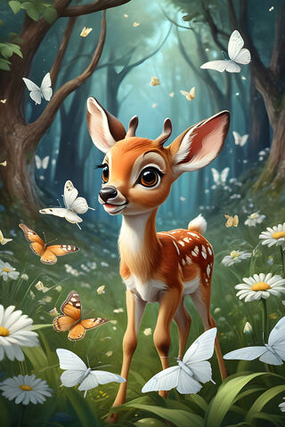 A Deer With Flowers