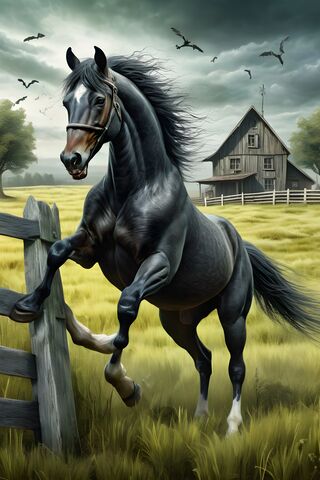 A Horse Running In A Field