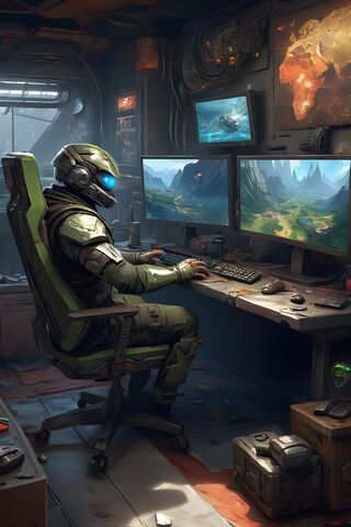 Gamer in a Futuristic Command Center 🎮🚀