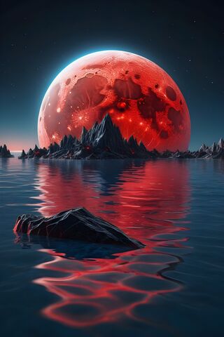 A Red Moon Over Water