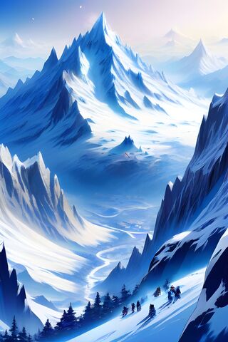 A Group Of People On A Snowy Mountain