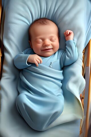 A Baby Sleeping In A Crib
