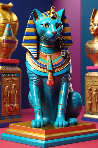 A Blue Cat Statue