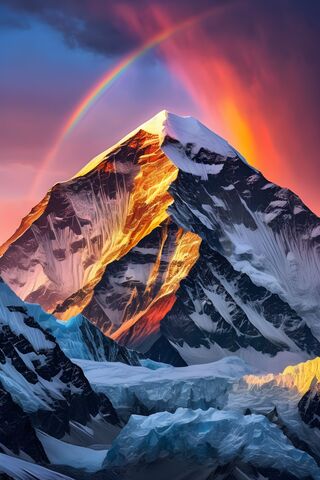 A Mountain With A Rainb..