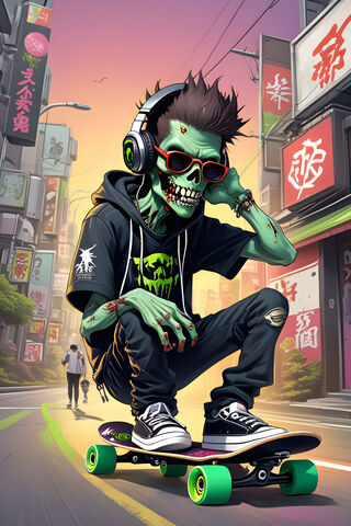 A Person Wearing A Garment and Riding A Skateboard