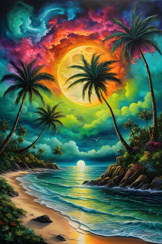 A Tropical Beach With Palm Trees