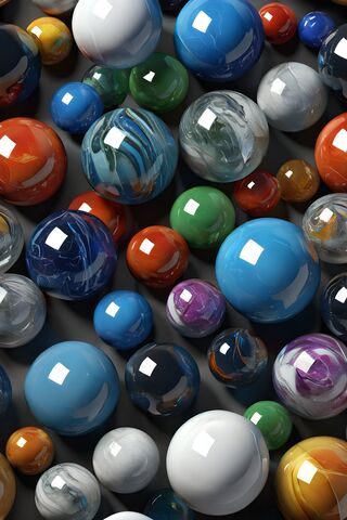 A Group Of Colorful Marbles