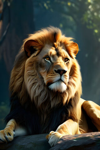 Majestic Lion in the Wi..