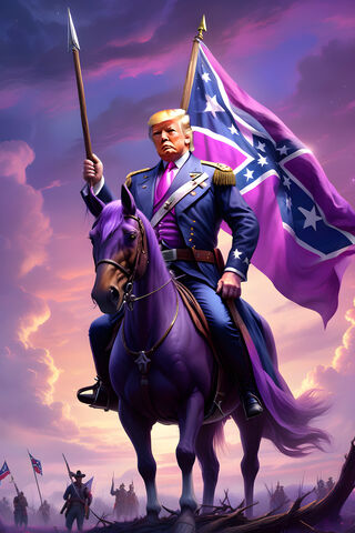 A Man Riding A Horse With A Flag On It