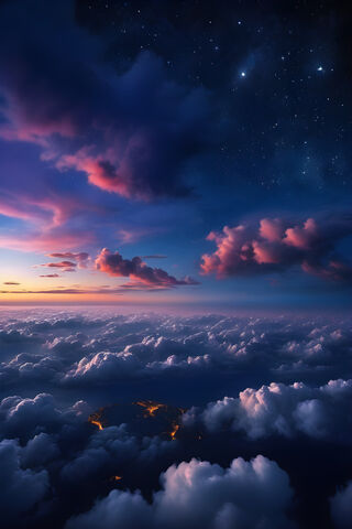 A View Of The Sky With Clouds and Stars