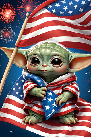 A Toy Doll Holding A Flag