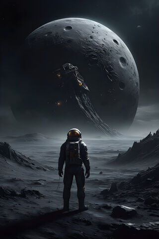 A Man Standing In Front Of A Large Planet