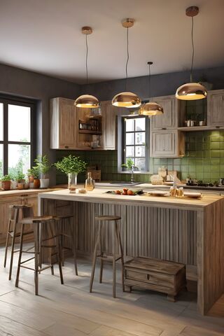A Kitchen With A Bar and Stools
