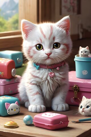 Adorable Kitten in a Co..