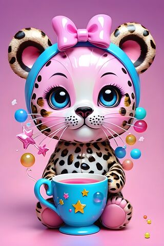 A Stuffed Animal Next To A Cup