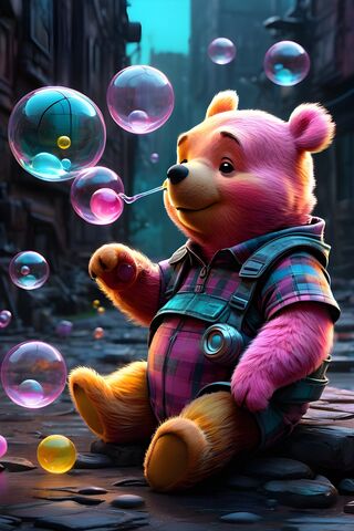 A Teddy Bear Wearing A Vest and Holding A Balloon