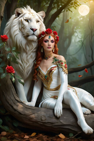 A Woman In A Garment Sitting On A Tree Stump