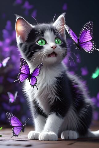 A Cat With Butterflies