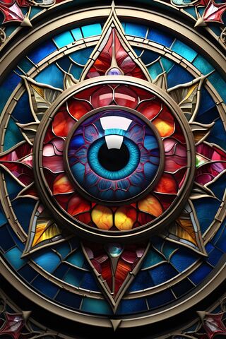 A Colorful Ceiling With A Circular Design