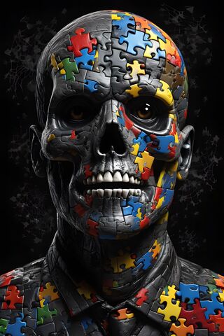 Autism Awareness Skull