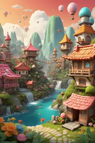 A Cartoon Of A Village