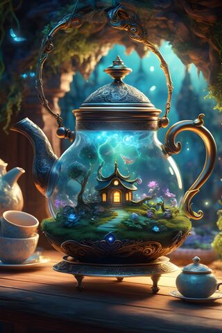 A Beautiful Looking Teapot With Majestic Drawing