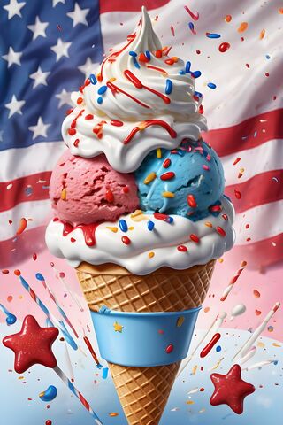A Ice Cream Cone With Frosting and Sprinkles On It