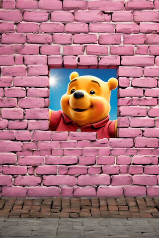 A Stuffed Animal On A Brick Wall