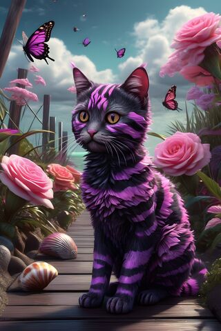 A Cat Wearing A Purple Garment