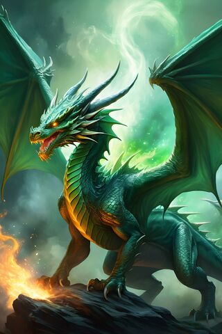 A Green Dinosaur With A..