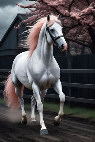 A White Horse With A Brown Mane