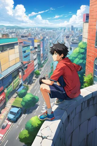 A Person Sitting On A Ledge