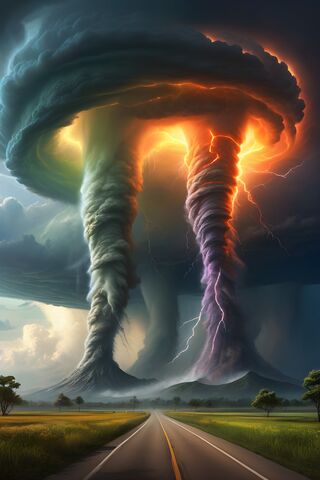 A Tornado Over A Road
