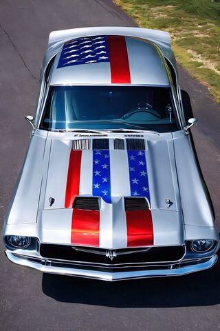 A White and Red Car With A Flag On The Hood