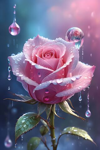 A Pink Rose With Water Droplets On It
