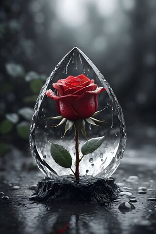 A Rose Growing Out Of A Teardrop