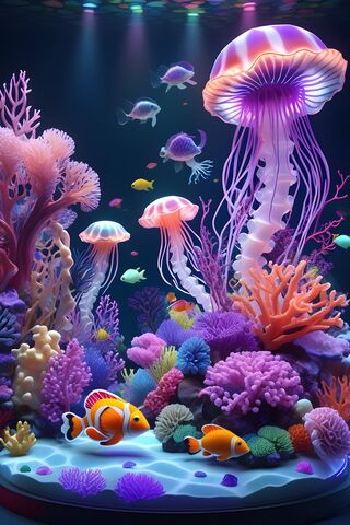 A Fish Tank With Colorful Fish and Plants