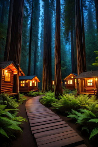 A Wooden Walkway Through A Forest