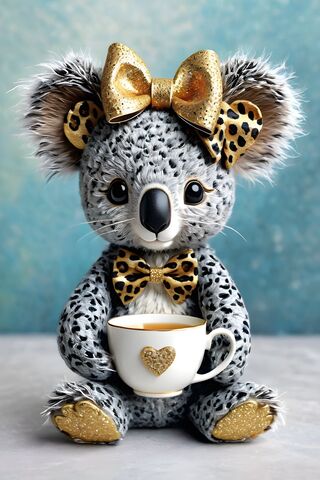 A Stuffed Animal With A Cup