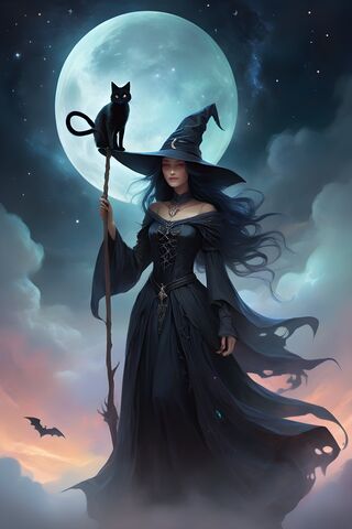 Enchanting Witch Under the Moon 🌙🧙‍♀️