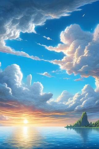 A Body Of Water With Clouds Above It