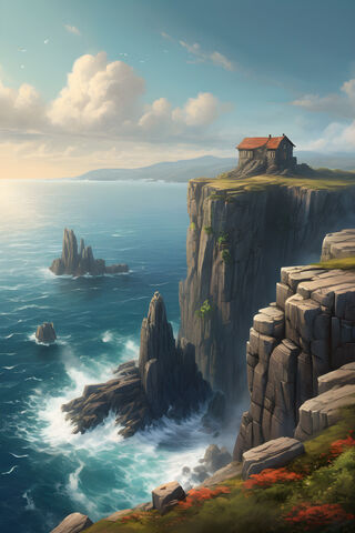 A House On A Cliff By The Sea