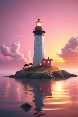 A Lighthouse On A Rocky Island