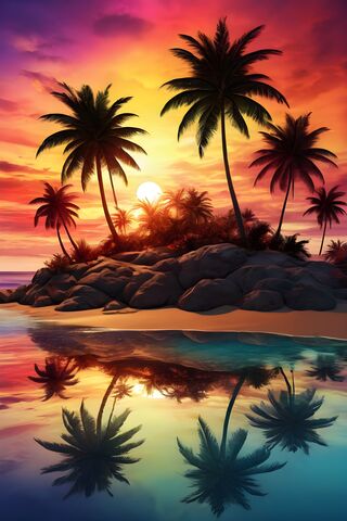 A Sunset Over A Beach