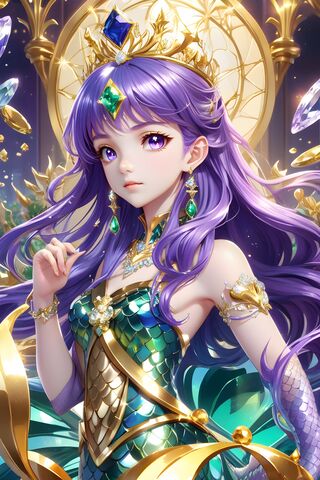 A Mermaid Wearing Sapphires, Emeralds, and Diamonds